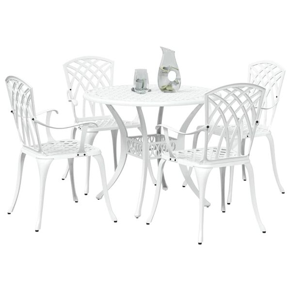 vidaXL Garden Dining Set 5 pcs White Aluminium