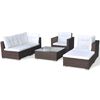 vidaXL 6 Piece Garden Lounge Set with Cushions Poly Rattan Brown