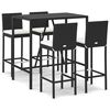 vidaXL 5 Piece Garden Bar Set with Cushions Black Poly Rattan