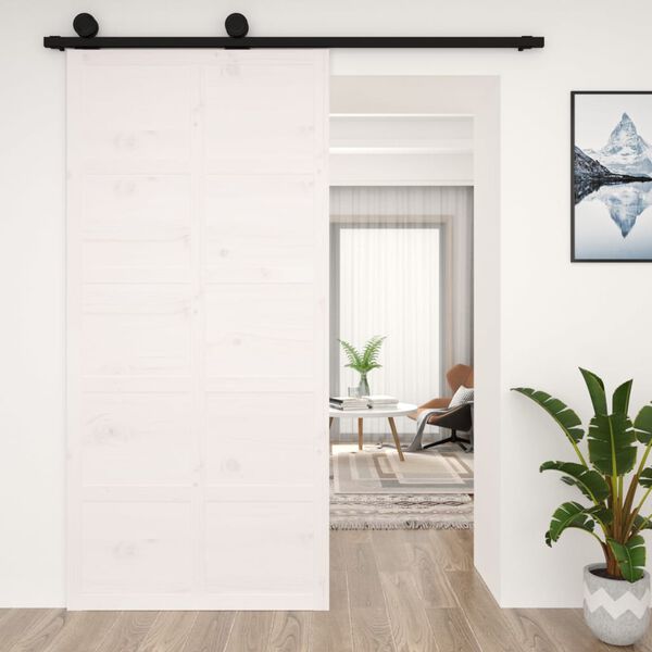 vidaXL Barn Door White 100x1.8x214 cm Solid Wood Pine