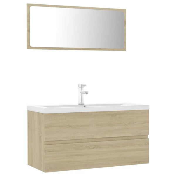 vidaXL Bathroom Furniture Set Sonoma Oak Engineered Wood