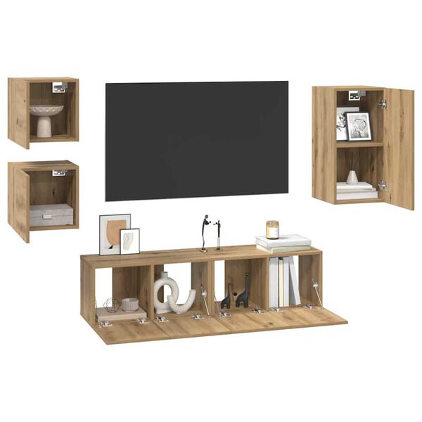 vidaXL TV Cabinet Set Wall-mounted 5 pcs Artisan oak 30.5 x 30 x 60 cm