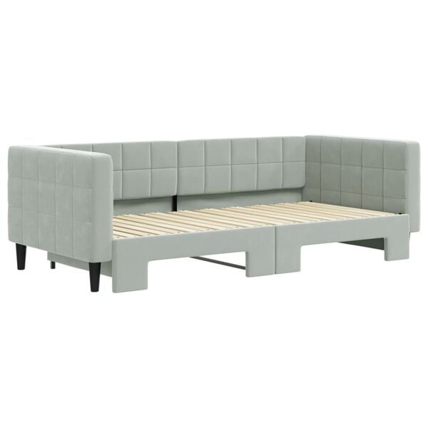 vidaXL Daybed with Trundle without Mattress Light Grey 90x190 cm Single