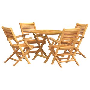 vidaXL 5 Piece Garden Dining Set Solid Wood Teak