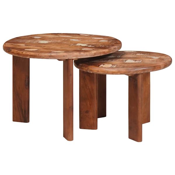 vidaXL Nesting Coffee Tables 2 pcs Multicolour Solid Reclaimed Wood