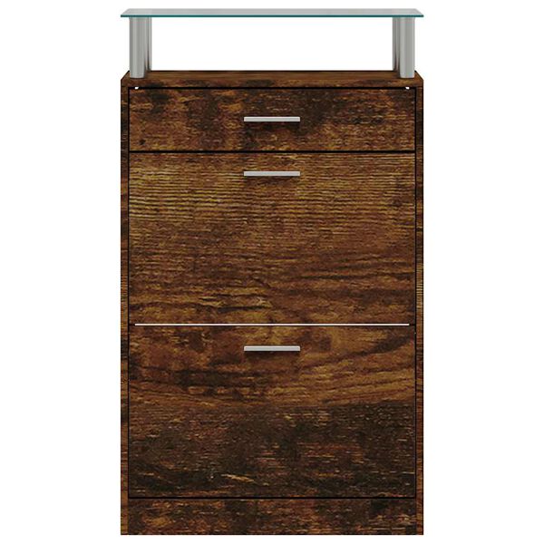 vidaXL Shoe Cabinet Smoked Oak 63x24x104 cm Engineered Wood