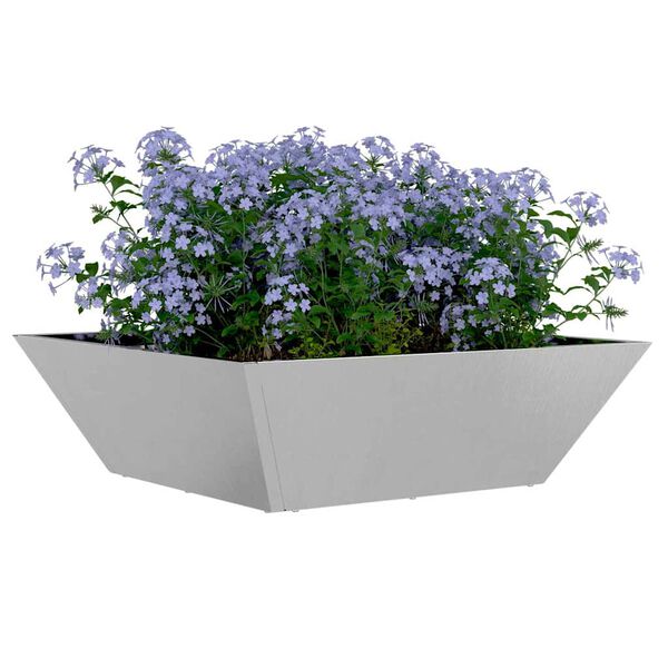 vidaXL Garden Planter Silver 50 x 50 x 15 cm Stainless Steel