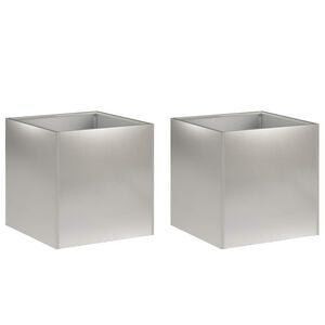 vidaXL Garden Planter 2 pcs Silver 45 x 45 x 45 cm Stainless Steel