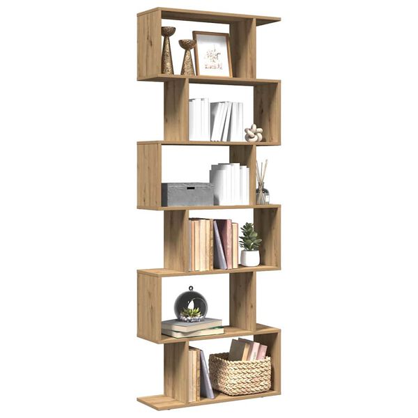 vidaXL Room Divider Bookcase 6-Tier Artisan Oak 70x24x193 cm Engineered Wood