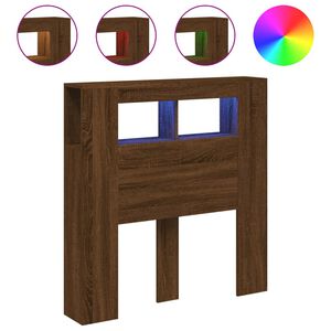 vidaXL LED Headboard Brown Oak 100x18.5x103.5 cm Engineered Wood