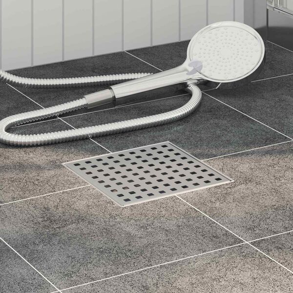 vidaXL Dot Shower Drain Silver 15 x 15 cm Stainless Steel 304