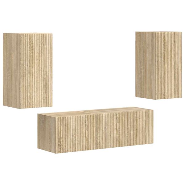 vidaXL TV Wall Cabinet Set 4 pcs Sonoma Oak Engineered Wood
