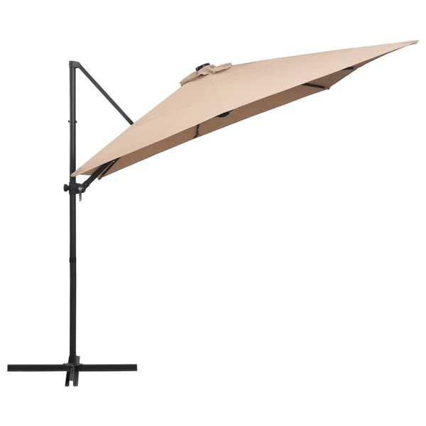 vidaXL Cantilever Garden Parasol with LED lights and Steel Pole 250x250 cm Taupe