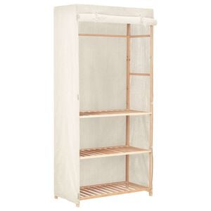 vidaXL Wardrobe | White | Solid fir wood and fabric | 79x40x170 cm