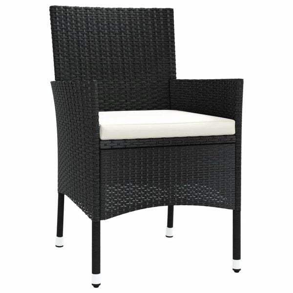 vidaXL Garden Chairs with Cushions 2 pcs Black Poly Rattan (UK/IE/FI/NO only)