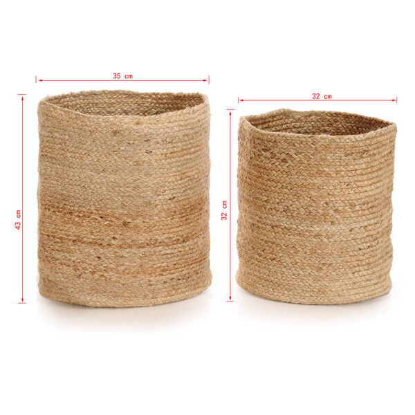 vidaXL Storage Basket Set 2 Pieces Handmade Jute Natural