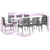 vidaXL 9 Piece Garden Dining Set with Cushions Grey Poly Rattan