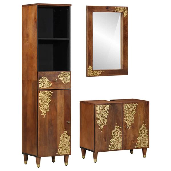 vidaXL Bathroom Cabinet Set 3 pcs Honey Brown Solid Mango Wood