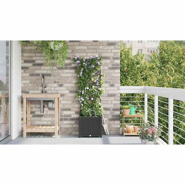 vidaXL Garden Planter Black 40 x 40 x 142 cm Steel