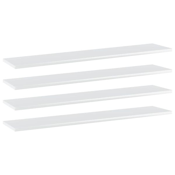 vidaXL Bookshelf Boards 4 pcs High Gloss White 100x20x1.5 cm Engineered Wood