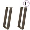 vidaXL Console Table Legs U-Shaped 2 pcs Natural Steel 28x(72-73) cm Steel