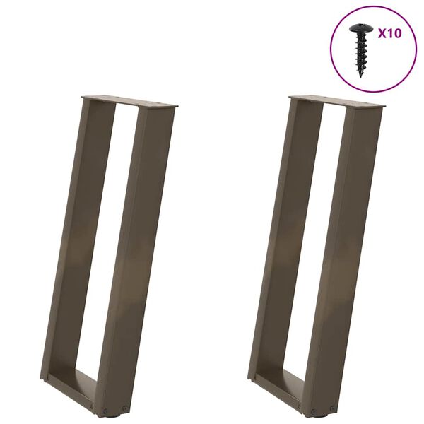 vidaXL Console Table Legs U-Shaped 2 pcs Natural Steel 28x(72-73) cm Steel