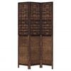 vidaXL Room Divider 3 Panels Dark Brown Solid Wood Paulownia
