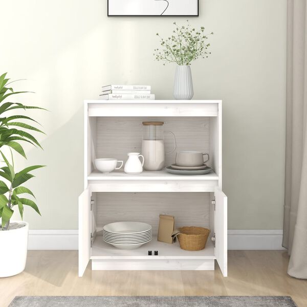 vidaXL Sideboard White 60x34x75 cm Solid Wood Pine