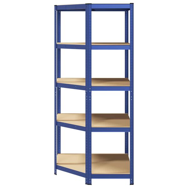 vidaXL 5-Layer Corner Shelf Blue Steel&Engineered Wood