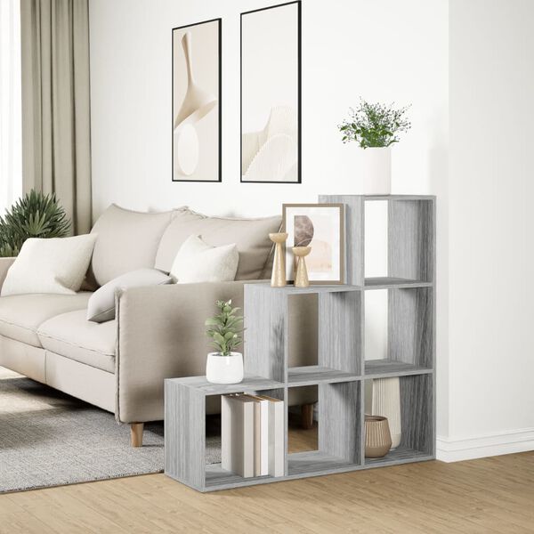 vidaXL Room Divider Bookcase&nbsp;3-Tier&nbsp;Grey Sonoma 99x29x99 cm Engineered Wood