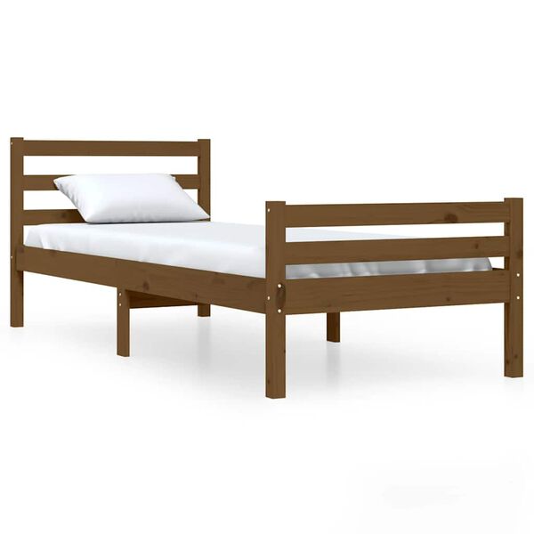 vidaXL Bed Frame without Mattress Honey Brown Solid Wood 75x190 cm Small Single