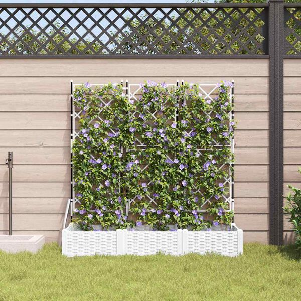 vidaXL Garden Planter 3 pcs White 120 x 40 x 125.5 cm Steel