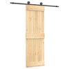 vidaXL Sliding Door Natural and Black 70 x 210 cm Solid Pine Wood