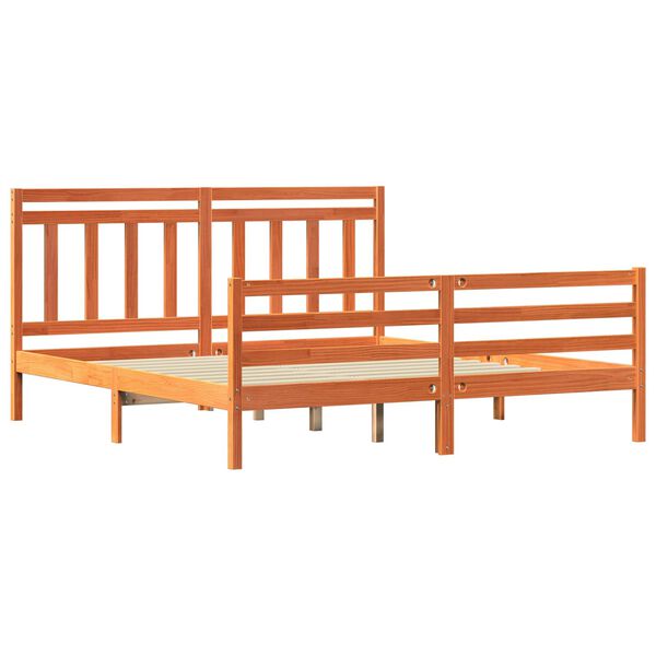 vidaXL Bed Frame with Headboard Wax Brown 180 x 200 cm