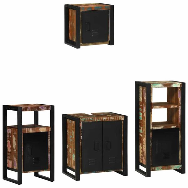 vidaXL Bathroom Furniture Set with Shelf 4 pcs Brown Solid Mango Wood