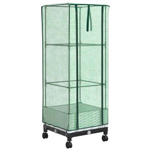 vidaXL Garden Planter with Greenhouse Cover&Wheels White PP