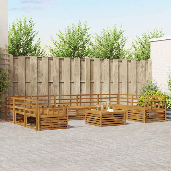 vidaXL Sofa Sets 10 pcs Natural Solid Acacia Wood