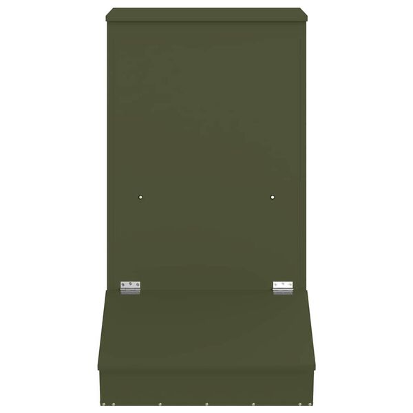 vidaXL Pig Feeder Olive Green 55 x 51 x 91.5 cm Cold-Rolled Steel