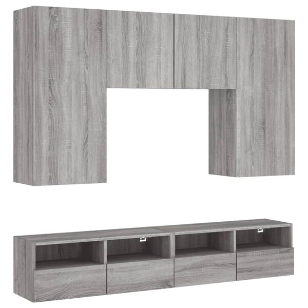 vidaXL 5 Piece TV Wall Units Grey Sonoma Engineered Wood