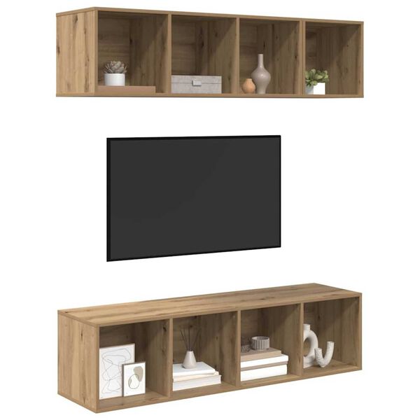 vidaXL TV Cabinet Set Wall-mounted 3 pcs Artisan Oak Engineered Wood