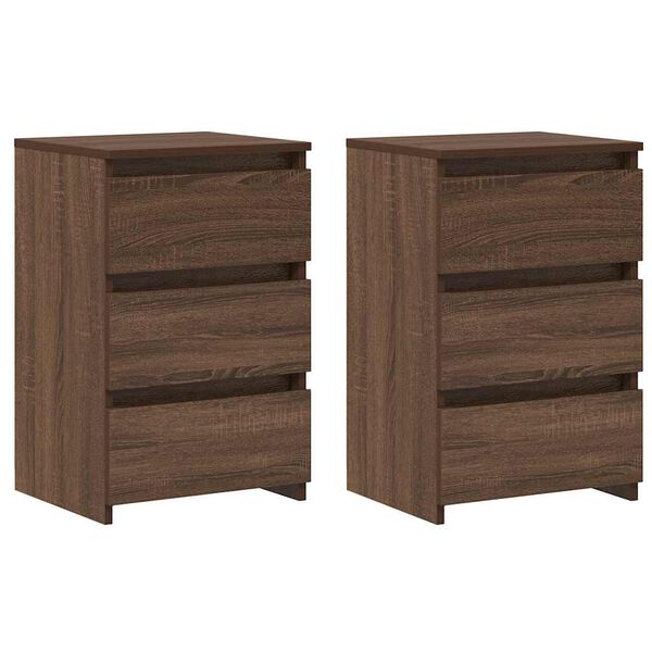 vidaXL Bed Cabinets 2 pcs Brown Oak 40x35x62.5 cm Engineered Wood