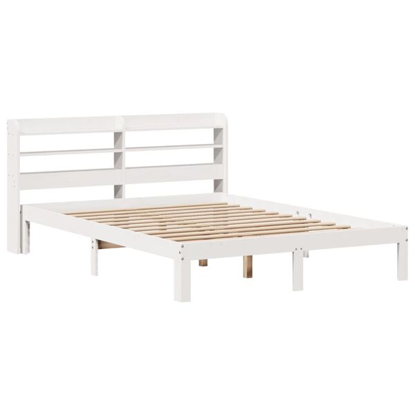 vidaXL Bed Frame with Headboard without Mattress White 140x200 cm