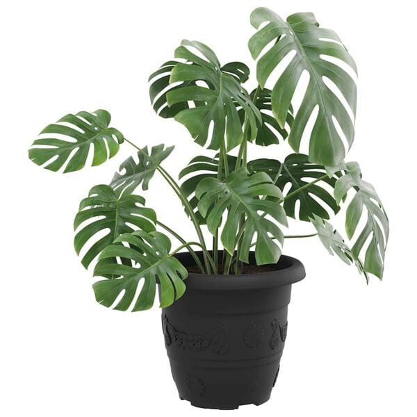 vidaXL Round Flower Pot 24 pcs Black &Oslash; 30 x 25 cm Plastic