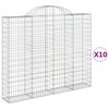 vidaXL Arched Gabion Baskets 10 pcs 200x30x160/180 cm Galvanised Iron
