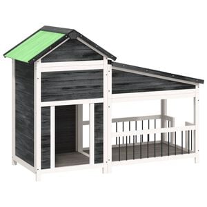 vidaXL Dog Kennel Grey 143x60,5x109 cm Solid Wood Pine