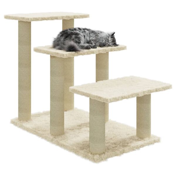 vidaXL Cat Tree with Sisal Scratching Posts Cream 50.5 cm