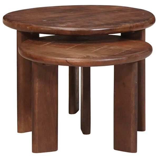 vidaXL Nesting Coffee Tables 2 pcs Dark Brown Solid Mango Wood