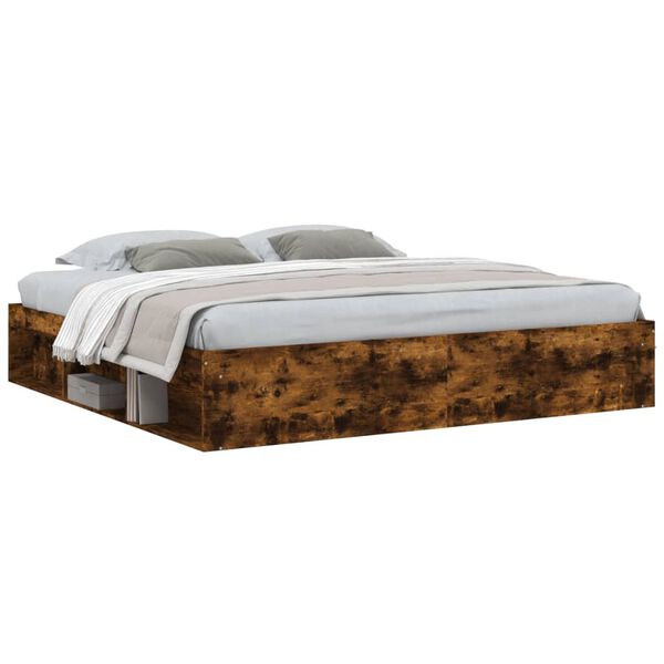 vidaXL Bed Frame without Mattress Smoked Oak 200x200 cm