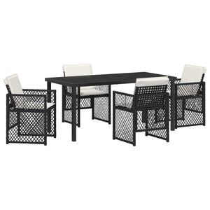vidaXL Garden Dining Set 5 pcs Black Poly Rattan