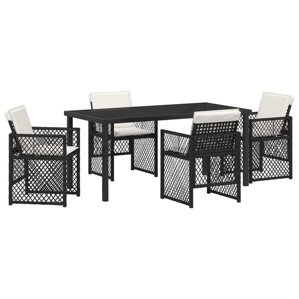 vidaXL Garden Dining Set 5 pcs Black Poly Rattan